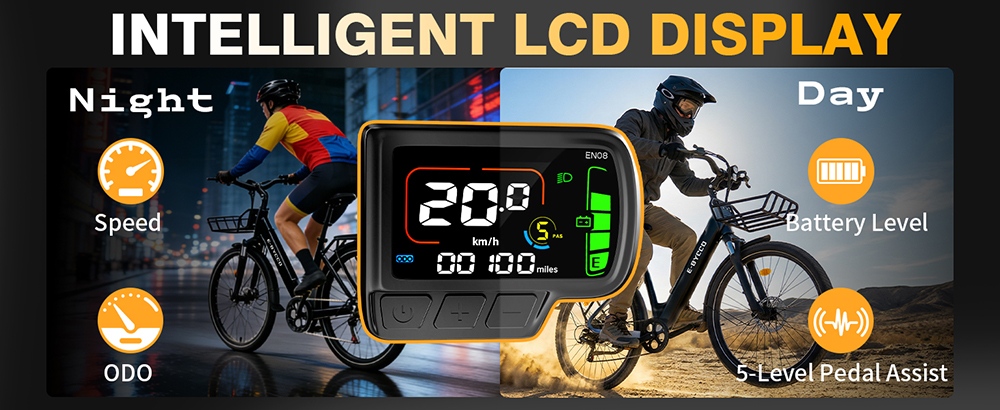 E·Bycco V1 Electric Bike, 250W Motor (500W Peak), 36V 15.6Ah vymeniteľná batéria, max. rýchlosť 25 km/h, dojazd až 90 km, 28' dochádzkový elektrobicykel, 7-rýchlostný SHIMANO, uzamykateľné odpruženie, dvojkotúčové brzdy - čierny