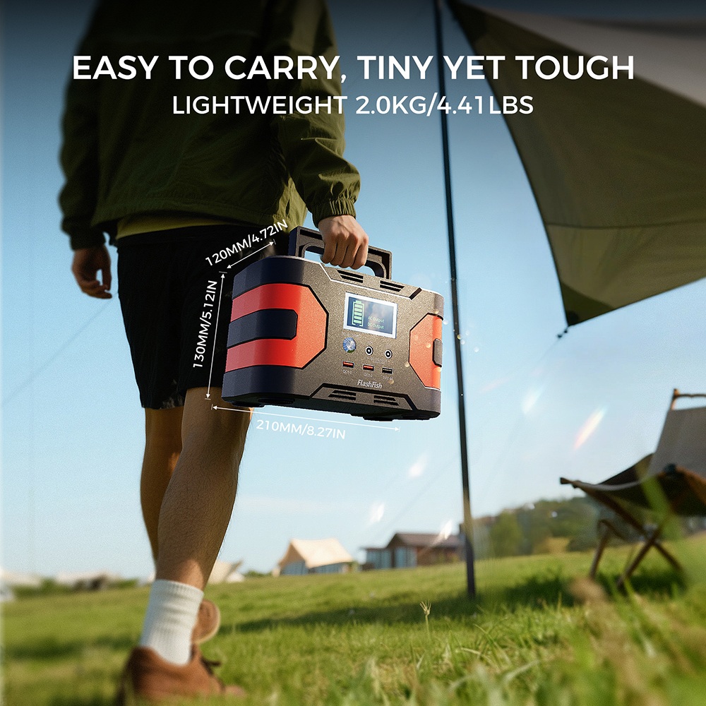 Prenosná napájacia stanica FlashFish EA200, lítium-iónová batéria 18650, 200W výstup s čistou sínusovou vlnou, 400W prepätie, 230V zásuvka AC, QC3.0 rýchle nabíjanie, nabíjanie zo siete/solárneho zariadenia/automobilu, solárny generátor na kempovanie, CPAP, cestovanie a núdzové zálohovanie