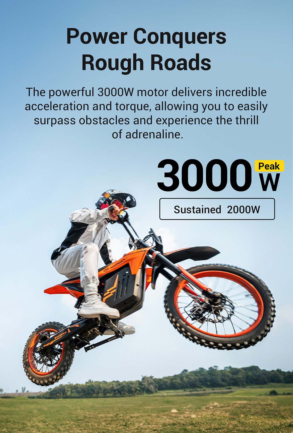 HillMiles MilePop 1 Electric Motorcycle, 2000W Motor (3000W Peak), 48V 25Ah Battery, 31 MPH Max Speed, 45 Miles Range, 120kg Load, Dual Hydraulic Brakes, Full Suspension