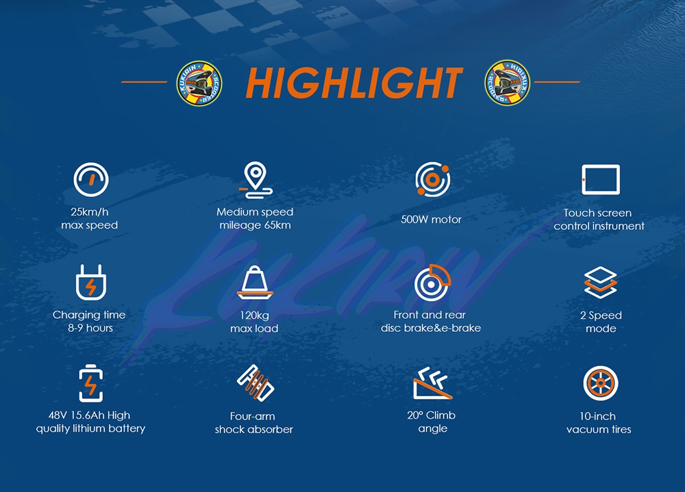 KuKirin G2 Electric Scooter, 500W Motor, 48V 15.6Ah batéria, max. rýchlosť 25 km/h, dojazd 65 km, 10-palcové bezdušové pneumatiky, dvojkotúčové brzdy, stúpanie 20&deg;, vodotesnosť IPX4, max. zaťaženie 120 kg
