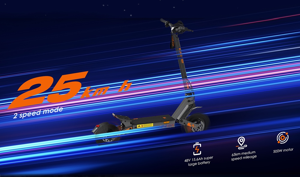 KuKirin G2 Electric Scooter, 500W Motor, 48V 15.6Ah batéria, max. rýchlosť 25km/h, dojazd 65km, 10-palcové bezdušové pneumatiky, dvojkotúčové brzdy, stúpanie 20&deg;, vodotesnosť IPX4, max. zaťaženie 120kg