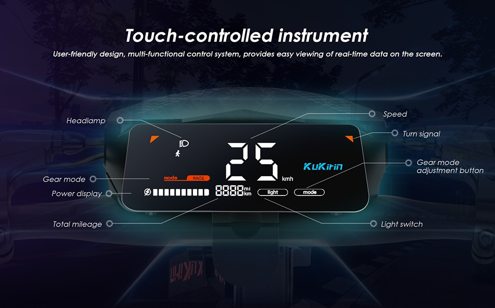 KuKirin G2 Electric Scooter, 500W Motor, 48V 15.6Ah batéria, max. rýchlosť 25 km/h, dojazd 65 km, 10-palcové bezdušové pneumatiky, dvojkotúčové brzdy, stúpanie 20&deg;, vodotesnosť IPX4, max. zaťaženie 120 kg