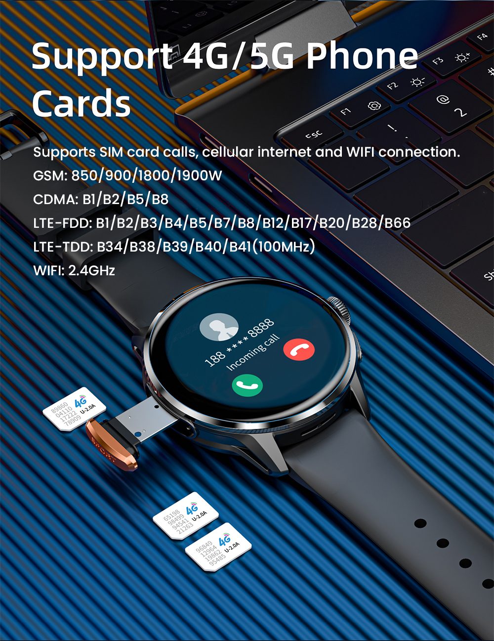 LOKMAT APPLLP 3 Smart Watch, 1.6-inch AMOLED HD Display, SIM Card Support, 3GB+32GB Memory, GPS & WiFi Connectivity, Android Smart Watch, Health Monitoring & Fitness Tracker - Black