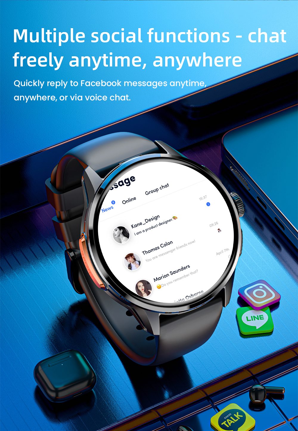 LOKMAT APPLLP 3 Smart Watch, 1.6-inch AMOLED HD Display, SIM Card Support, 3GB+32GB Memory, GPS & WiFi Connectivity, Android Smart Watch, Health Monitoring & Fitness Tracker - Black