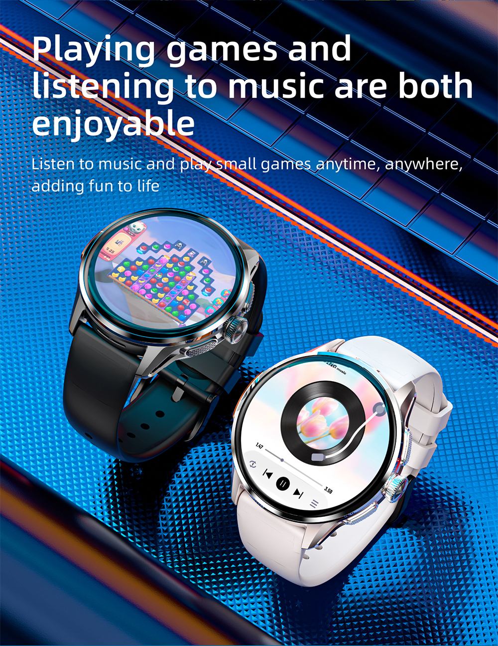 LOKMAT APPLLP 3 Smart Watch, 1.6-inch AMOLED HD Display, SIM Card Support, 3GB+32GB Memory, GPS & WiFi Connectivity, Android Smart Watch, Health Monitoring & Fitness Tracker - Black