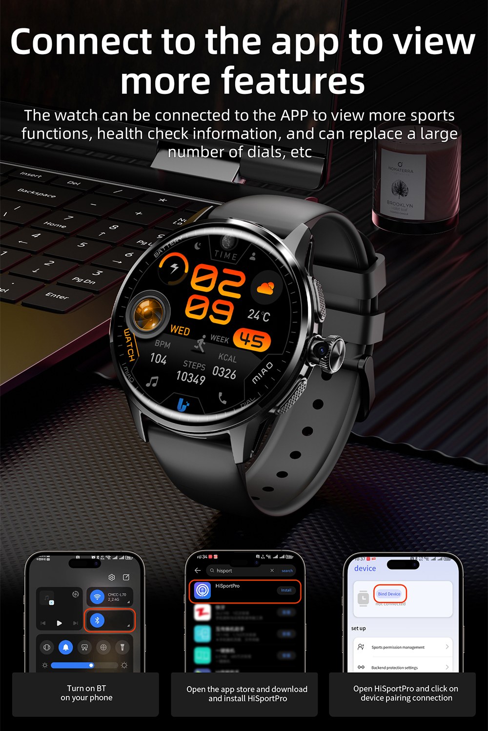LOKMAT APPLLP 3 Smart Watch, 1.6-inch AMOLED HD Display, SIM Card Support, 3GB+32GB Memory, GPS & WiFi Connectivity, Android Smart Watch, Health Monitoring & Fitness Tracker - Silver