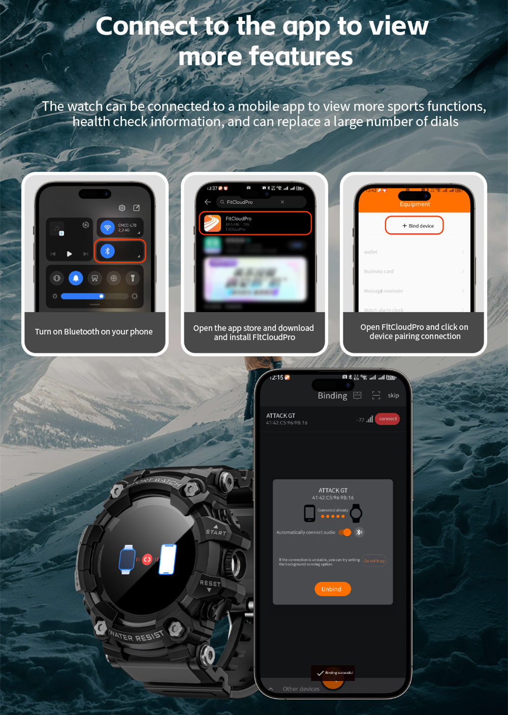 LOKMAT ATTACK GT Smartwatch, 1,32-Zoll-HD-Touchdisplay (360 &times; 360 Pixel), wasserdicht nach IP68, robustes Outdoor-Design, &uuml;ber 100 Sportmodi, Bluetooth-Anrufe, Herzfrequenz- und Schlaf&uuml;berwachung, 15 Tage Akkulaufzeit &ndash; Schwarz