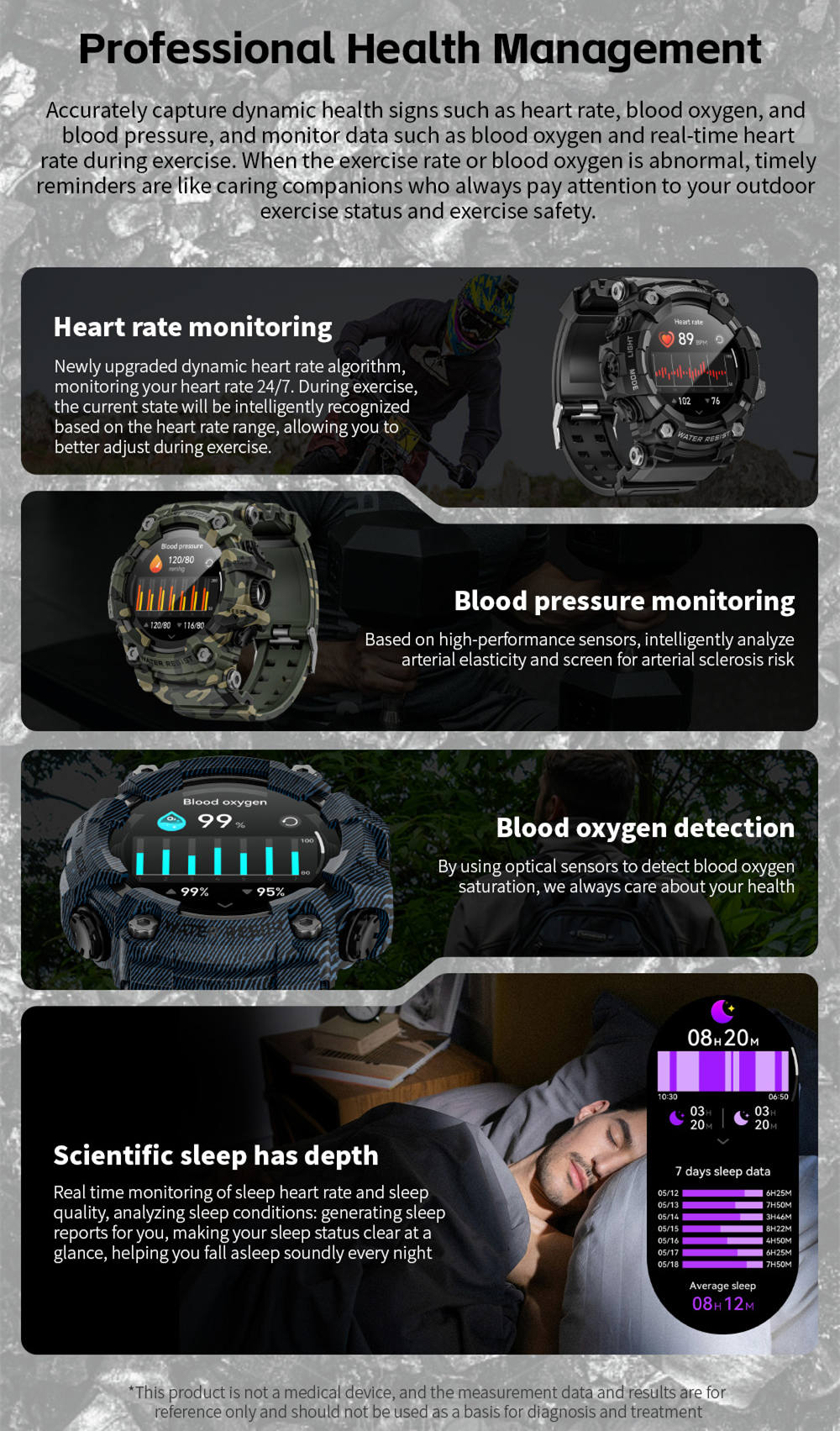 LOKMAT ATTACK GT Smartwatch, 1,32-Zoll-HD-Touchdisplay (360 &times; 360 Pixel), wasserdicht nach IP68, robustes Outdoor-Design, &uuml;ber 100 Sportmodi, Bluetooth-Anrufe, Herzfrequenz- und Schlaf&uuml;berwachung, 15 Tage Akkulaufzeit &ndash; Schwarz