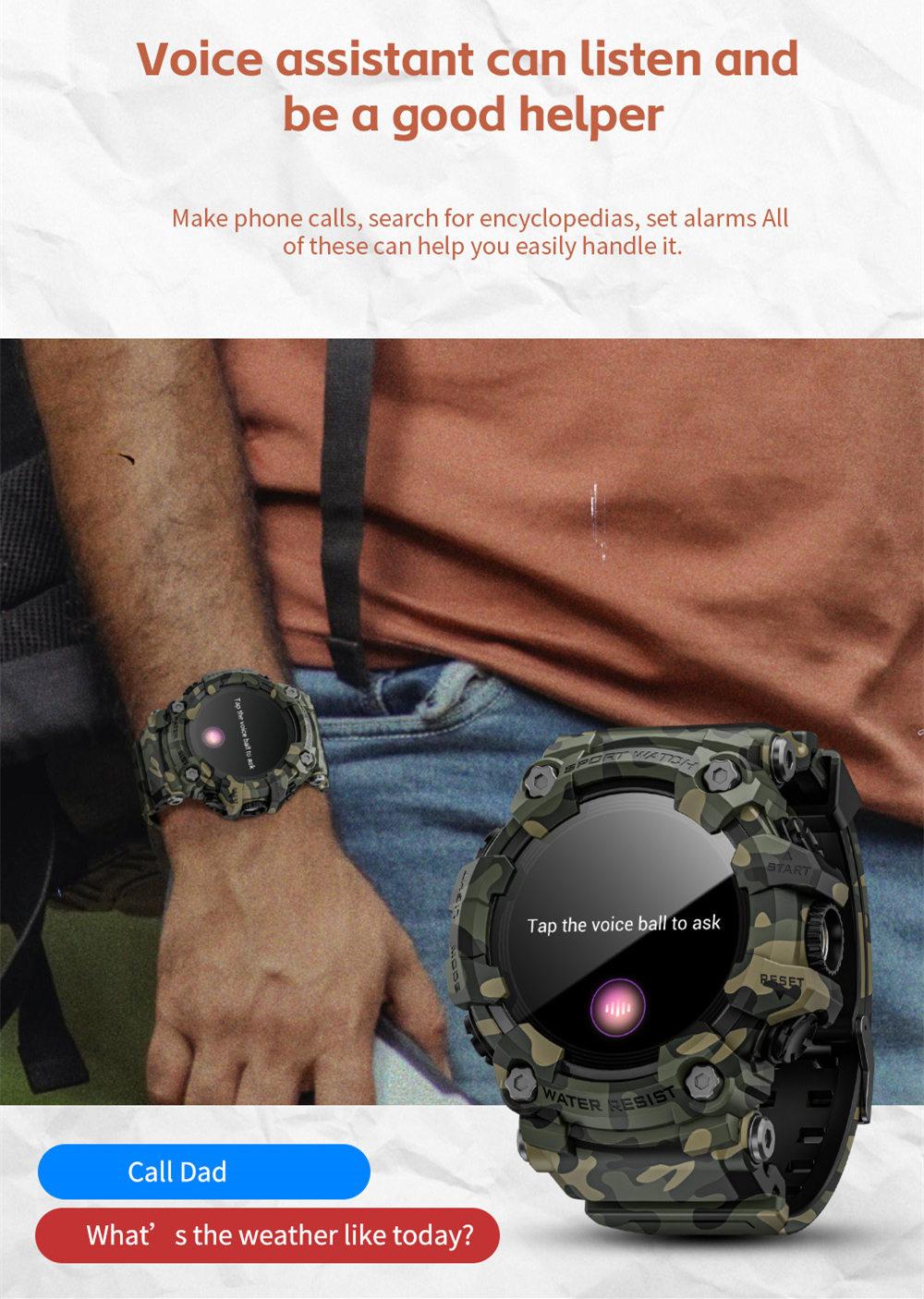 LOKMAT ATTACK GT Smartwatch, 1,32-Zoll-HD-Touchdisplay (360 &times; 360 Pixel), wasserdicht nach IP68, robustes Outdoor-Design, &uuml;ber 100 Sportmodi, Bluetooth-Anrufe, Herzfrequenz- und Schlaf&uuml;berwachung, 15 Tage Akkulaufzeit &ndash; Schwarz