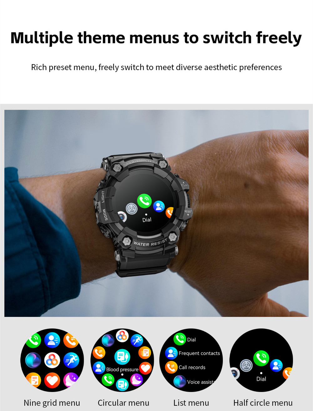LOKMAT ATTACK GT Smart Watch, 1.32-inch HD Full-Touch Display 360&times;360, IP68 Waterproof Rugged Outdoor Design, 100+ Sports Modes, Bluetooth Calling, Heart Rate & Sleep Monitoring, 15-Day Battery Life -  Black
