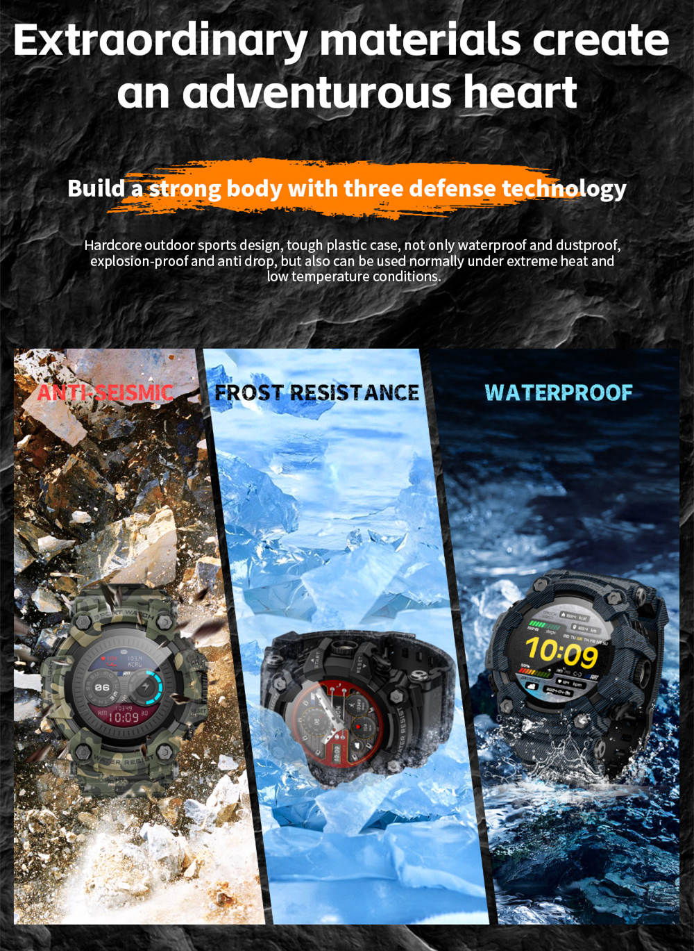 LOKMAT ATTACK GT Smart Watch, 1.32-inch HD Full-Touch Display 360&times;360, IP68 Waterproof Rugged Outdoor Design, 100+ Sports Modes, Bluetooth Calling, Heart Rate & Sleep Monitoring, 15-Day Battery Life -  Black