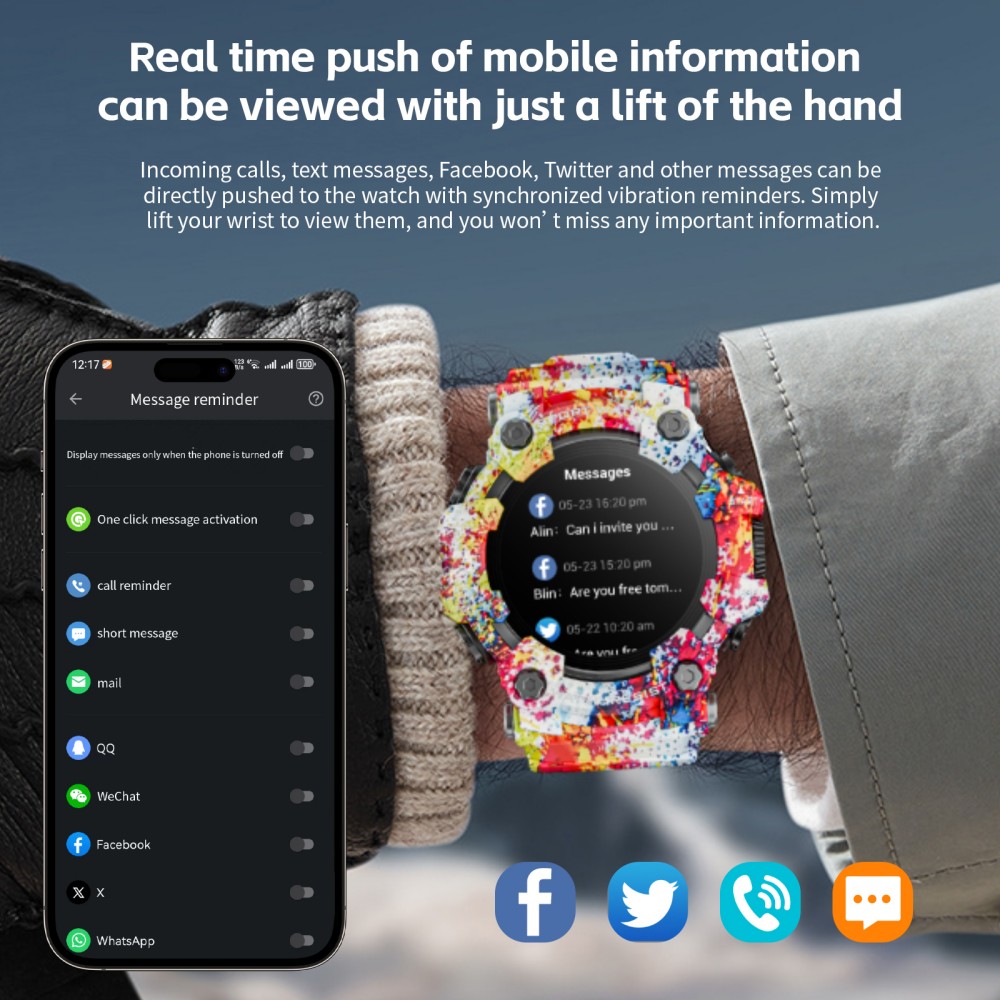 LOKMAT ATTACK GT Smartwatch, 1,32-Zoll-HD-Touchdisplay (360 x 360 Pixel), wasserdicht nach IP68, robustes Outdoor-Design, &uuml;ber 100 Sportmodi, Bluetooth-Anrufe, Herzfrequenz- und Schlaf&uuml;berwachung, 15 Tage Akkulaufzeit &ndash; Pink/Wei&szlig;