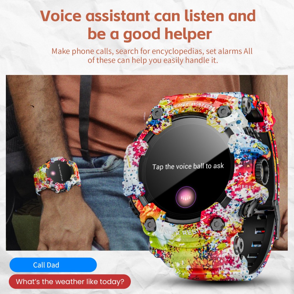 LOKMAT ATTACK GT Smartwatch, 1,32-Zoll-HD-Touchdisplay (360 x 360 Pixel), wasserdicht nach IP68, robustes Outdoor-Design, &uuml;ber 100 Sportmodi, Bluetooth-Anrufe, Herzfrequenz- und Schlaf&uuml;berwachung, 15 Tage Akkulaufzeit &ndash; Pink/Wei&szlig;