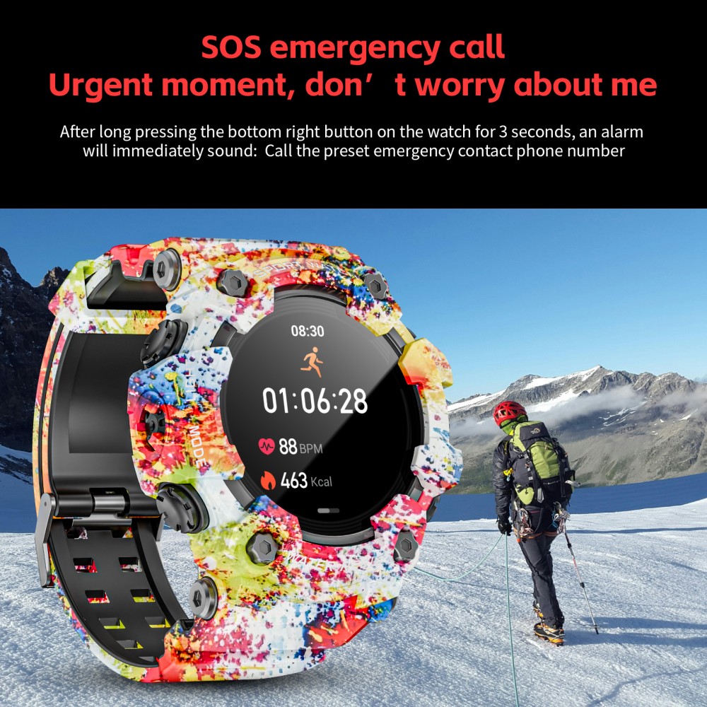 LOKMAT ATTACK GT Smartwatch, 1,32-Zoll-HD-Touchdisplay (360 x 360 Pixel), wasserdicht nach IP68, robustes Outdoor-Design, &uuml;ber 100 Sportmodi, Bluetooth-Anrufe, Herzfrequenz- und Schlaf&uuml;berwachung, 15 Tage Akkulaufzeit &ndash; Pink/Wei&szlig;