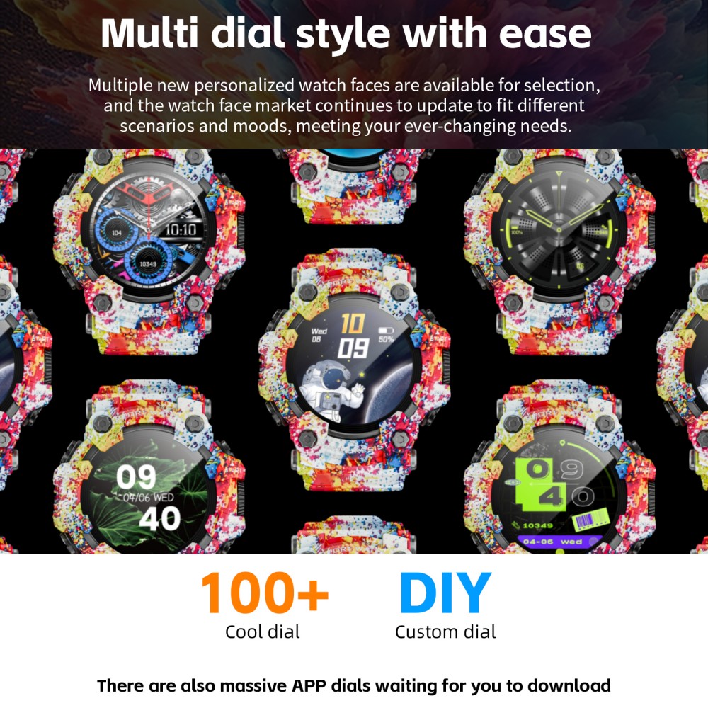 LOKMAT ATTACK GT Smartwatch, 1,32-Zoll-HD-Touchdisplay (360 x 360 Pixel), wasserdicht nach IP68, robustes Outdoor-Design, &uuml;ber 100 Sportmodi, Bluetooth-Anrufe, Herzfrequenz- und Schlaf&uuml;berwachung, 15 Tage Akkulaufzeit &ndash; Pink/Wei&szlig;