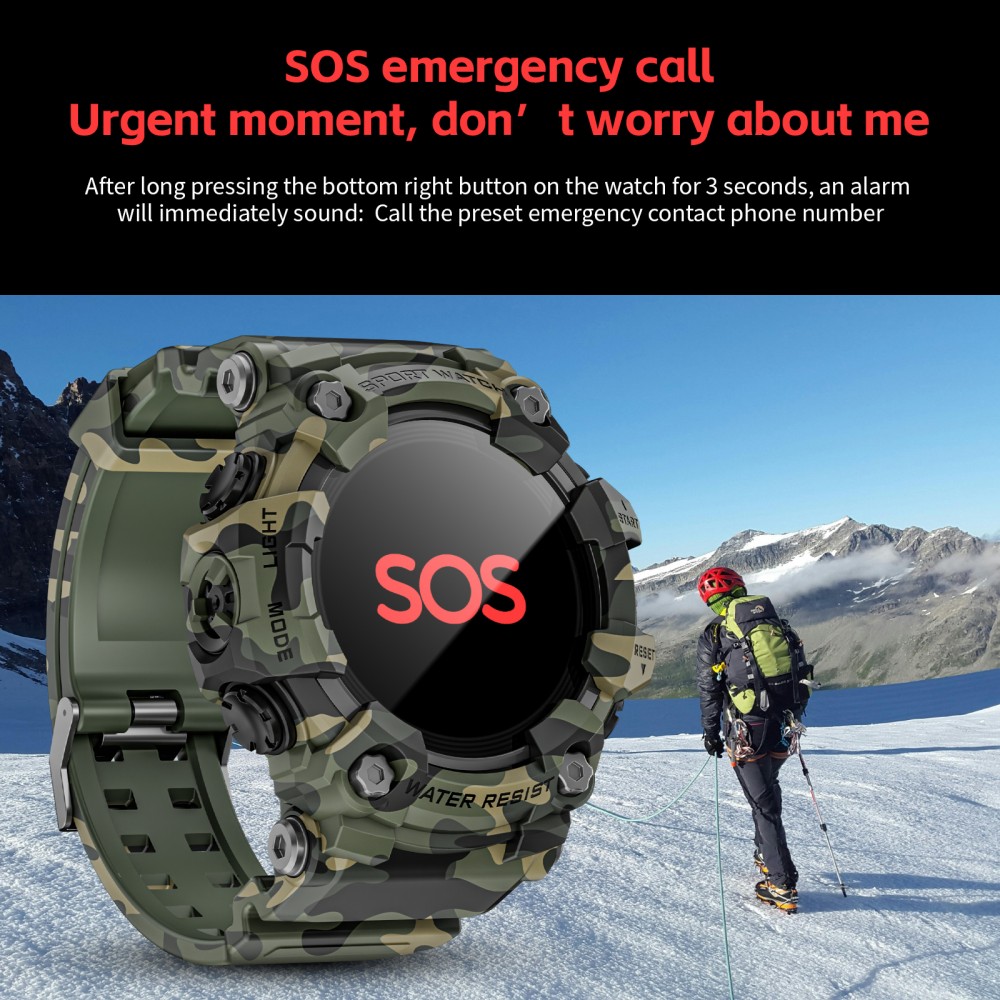 LOKMAT ATTACK GT Smartwatch, 1,32-Zoll-HD-Touchdisplay (360 x 360 Pixel), wasserdicht nach IP68, robustes Outdoor-Design, &uuml;ber 100 Sportmodi, Bluetooth-Anrufe, Herzfrequenz- und Schlaf&uuml;berwachung, 15 Tage Akkulaufzeit &ndash; Milit&auml;rgr&uuml;n