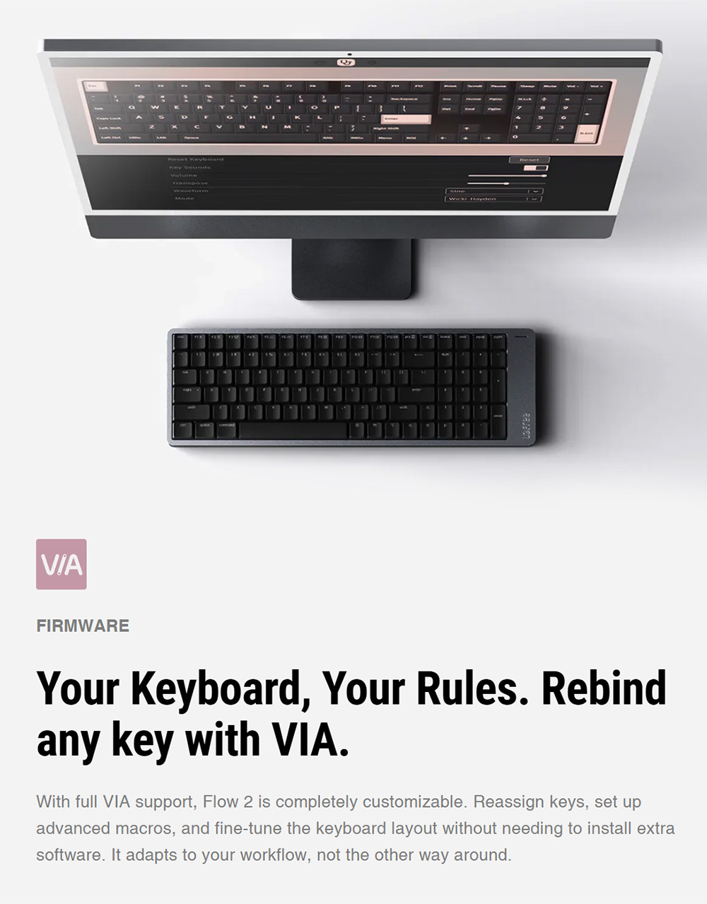 Lofree Flow 2 100 Tri-Mode Wireless Low Profile Mechanical Keyboard, 100-Key Gasket Mount, PBT + PC Double-Shot Keycaps, Lofree x Kailh Void Silence Linear Switch