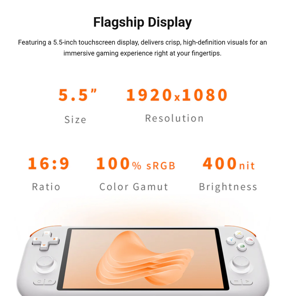 MANGMI AIR X Game Console, 5.5 inch 1920*1080 IPS Screen, 64GB Storage, 256GB TF Card, Android 14, Hall Joysticks & Hall Triggers - Grey