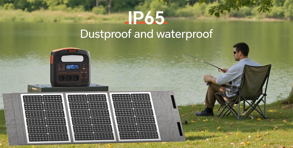NEWSMY 100W Tragbares Solarpanel, 24,3 % hocheffiziente BC-Zellen, IP65 wasserdicht, MC4/XT60/DC-Ausgang, faltbar, 4 Aufstellf&uuml;&szlig;e, f&uuml;r Camping, Wohnmobile und Notstromversorgung, kompatibel mit Powerstations