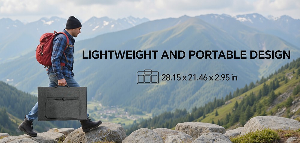 NEWSMY 400W Tragbares Solarpanel, 24,3 % hocheffiziente BC-Zellen, IP65 wasserdicht, MC4/XT60/DC-Ausgang, faltbar, 6 Aufstellf&uuml;&szlig;e, f&uuml;r Camping, Wohnmobile und Notstromversorgung, kompatibel mit Powerstations