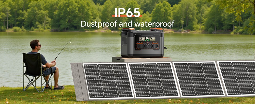 NEWSMY 400W Tragbares Solarpanel, 24,3 % hocheffiziente BC-Zellen, IP65 wasserdicht, MC4/XT60/DC-Ausgang, faltbar, 6 Aufstellf&uuml;&szlig;e, f&uuml;r Camping, Wohnmobile und Notstromversorgung, kompatibel mit Powerstations