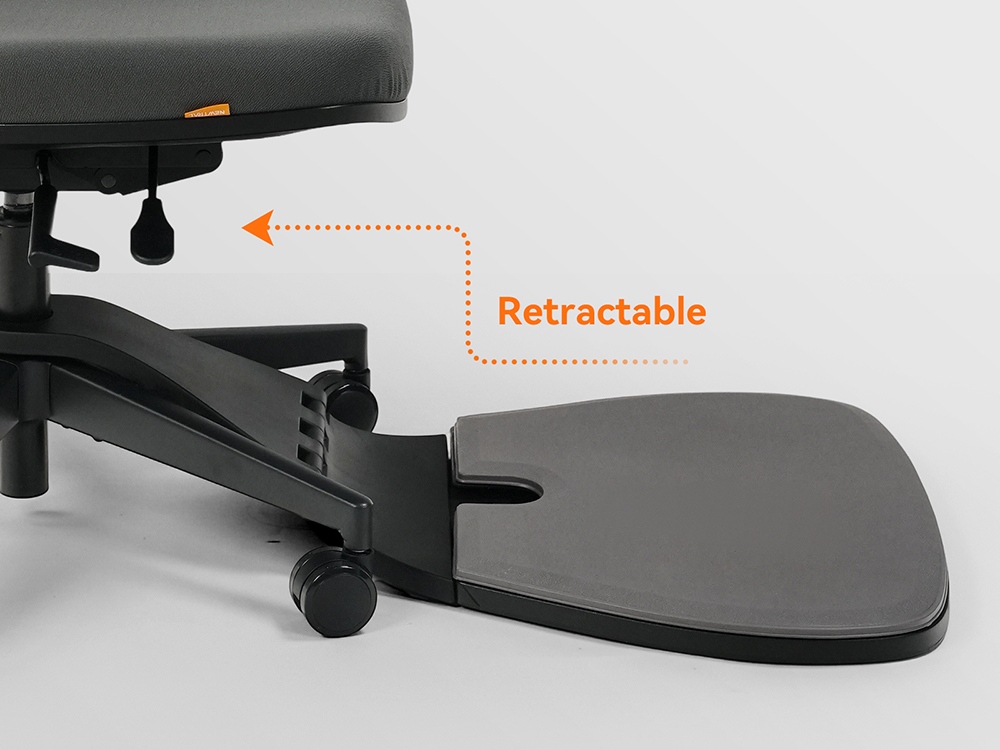 NEWTRAL MT-M Standing-Mate Ergonomická stojaca stolička, adaptívne sedenie 5 v 1, 167&deg; sklápacie operadlo, nastaviteľná výška sedadla 46-57 cm, hĺbka sedadla 38-44 cm, dizajn bez podrúčok, plne nastaviteľná ergonómia, nosnosť 150 kg - tmavosivá