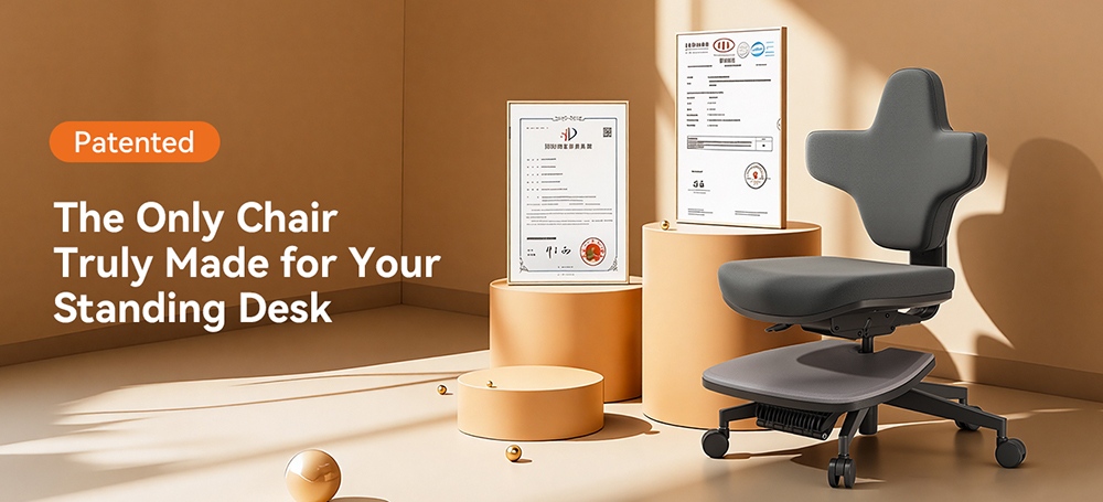 NEWTRAL MT-M Standing-Mate Ergonomická stojaca stolička, adaptívne sedenie 5 v 1, 167&deg; sklápacie operadlo, nastaviteľná výška sedadla 46-57 cm, hĺbka sedadla 38-44 cm, dizajn bez podrúčok, plne nastaviteľná ergonómia, nosnosť 150 kg - tmavosivá