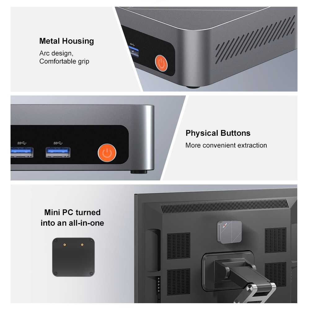 Ninkear M7 Mini-PC, Intel Core i7-1185G7 (4 Kerne, max. 4,8 GHz), 16 GB RAM, 512 GB SSD, Dual-HDMI-4K-Display + USB-C, WLAN 6, Bluetooth 5.2, 2 x USB 3.0, 2 x USB 2.0, 1 x RJ45, 1 x Audioanschluss, VESA-Halterung