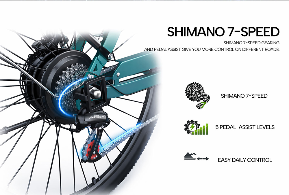 PIXAR C1 PRO Electric Commuter Bike, 250W bezkefový motor, 36V 18Ah batéria, dojazd 80&ndash;100km, max. rýchlosť 25km/h, Shimano 7 rýchlostí, hydraulické kotúčové brzdy, stupňovitý rám, predné odpruženie, LCD displej, mestský elektrobicykel s košíkom - čierny