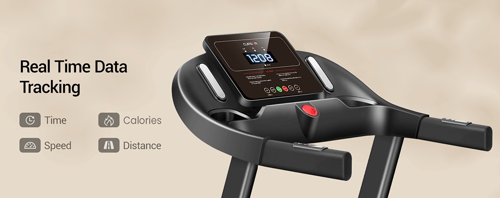 ROBORE P9 Treadmill with Handle, 2.5HP Brushless Motor, 1-12 km/h Speed, 120kg Max Load, 102×38cm Running Belt, LED Display, Heart Rate Monitor, Shock Absorbing Belt, Foldable Compact Home Treadmill