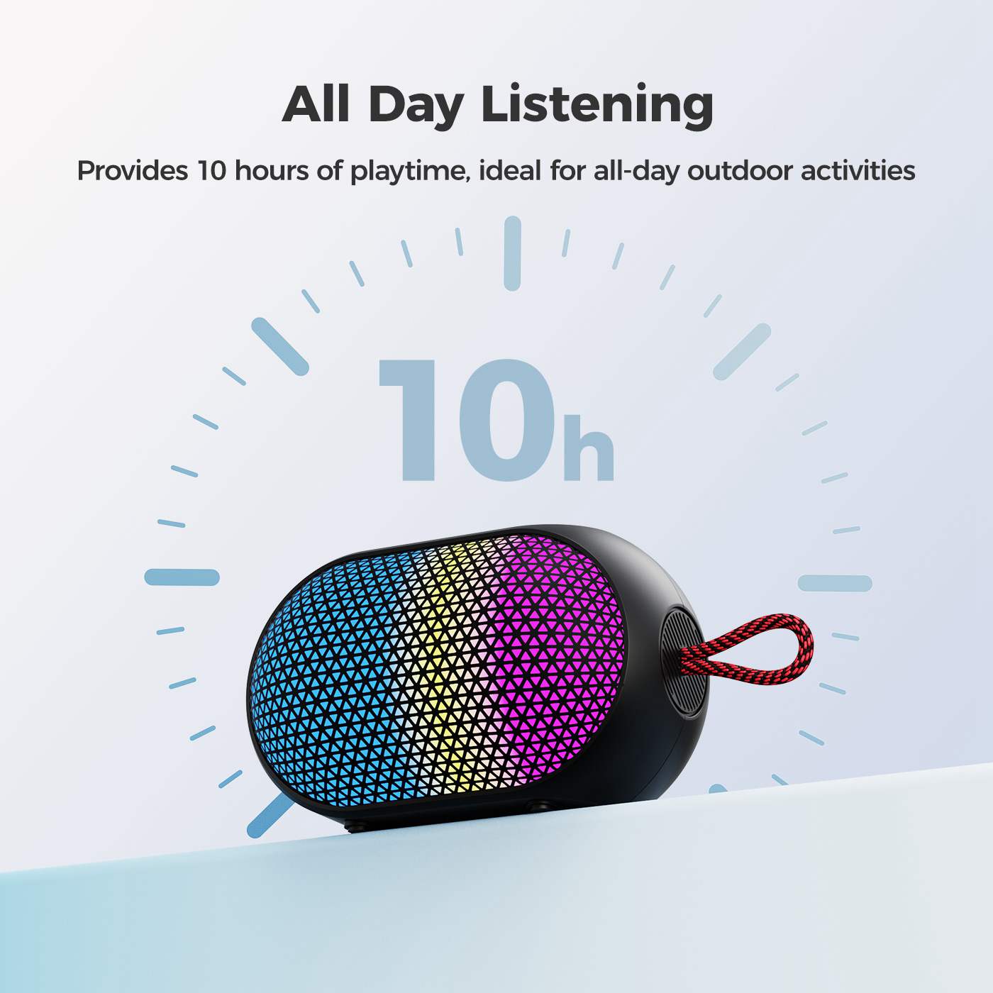 SOUNARC XR3 Mini-Bluetooth-Lautsprecher, tragbar, 5 W Stereoklang, Bluetooth 5.3, TWS-Kopplung, 10 Stunden Wiedergabezeit, LED-Beleuchtung, TF-Karten- und AUX-Anschluss, kompakter kabelloser Outdoor-Lautsprecher