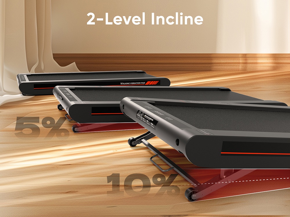 Sperax P2Pro Walking Vibration Pad, 2-Level 10% Manual Incline, 0.8-6.4 km/h Speed, 120kg Max Load, LED Display, Remote Control, Triple Shock Absorption, Ultra Slim & Space Saving Design