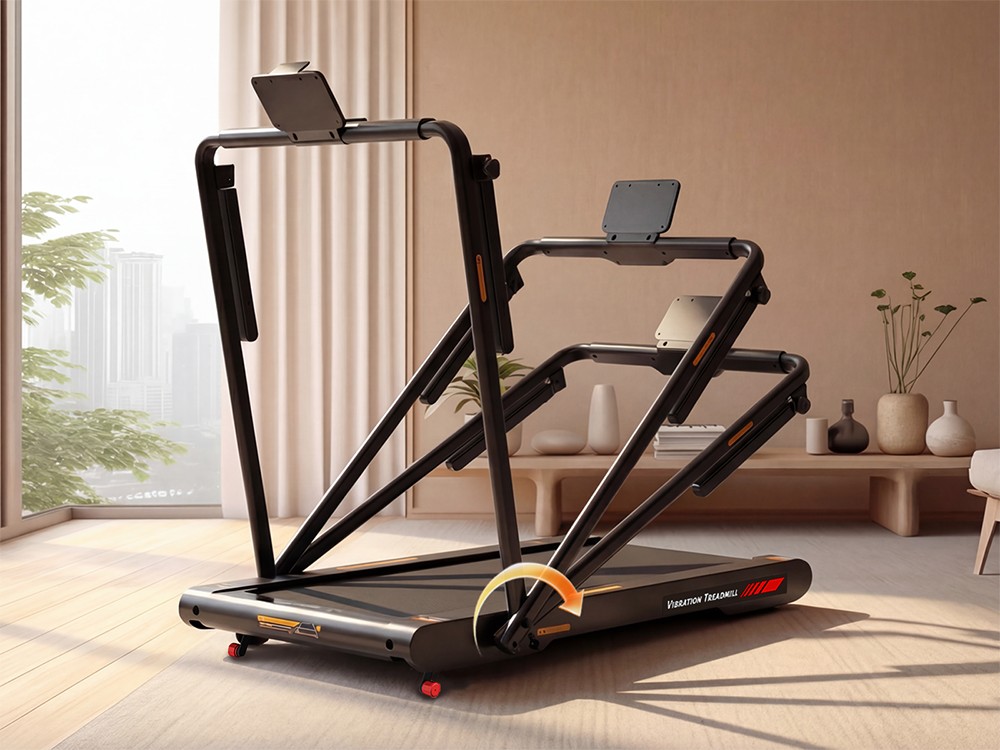 Sperax P3Pro Laufvibrationsmatte mit klappbarem Handlauf, leisem 750-W-Servomotor, manueller Steigungsverstellung (6 %), H&ouml;chstgeschwindigkeit 12 km/h, 5-lagigem Laufband, 8 Sto&szlig;d&auml;mpfern, Belastbarkeit 120 kg, Bluetooth-Display