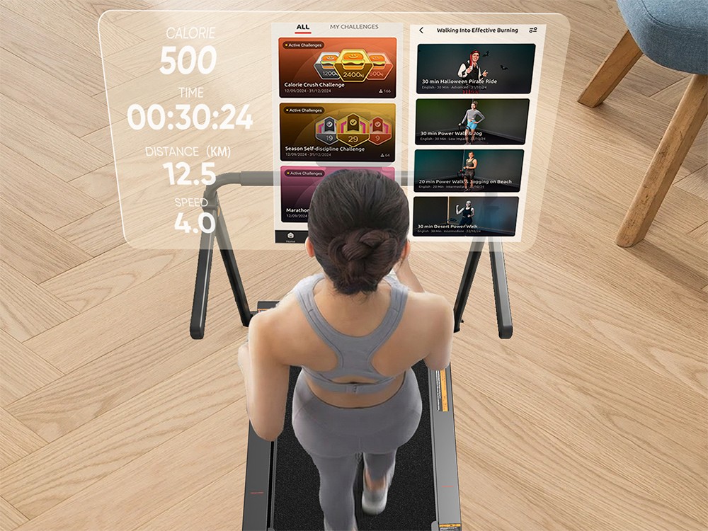 Sperax P3Pro Laufvibrationsmatte mit klappbarem Handlauf, leisem 750-W-Servomotor, manueller Steigungsverstellung (6 %), H&ouml;chstgeschwindigkeit 12 km/h, 5-lagigem Laufband, 8 Sto&szlig;d&auml;mpfern, Belastbarkeit 120 kg, Bluetooth-Display