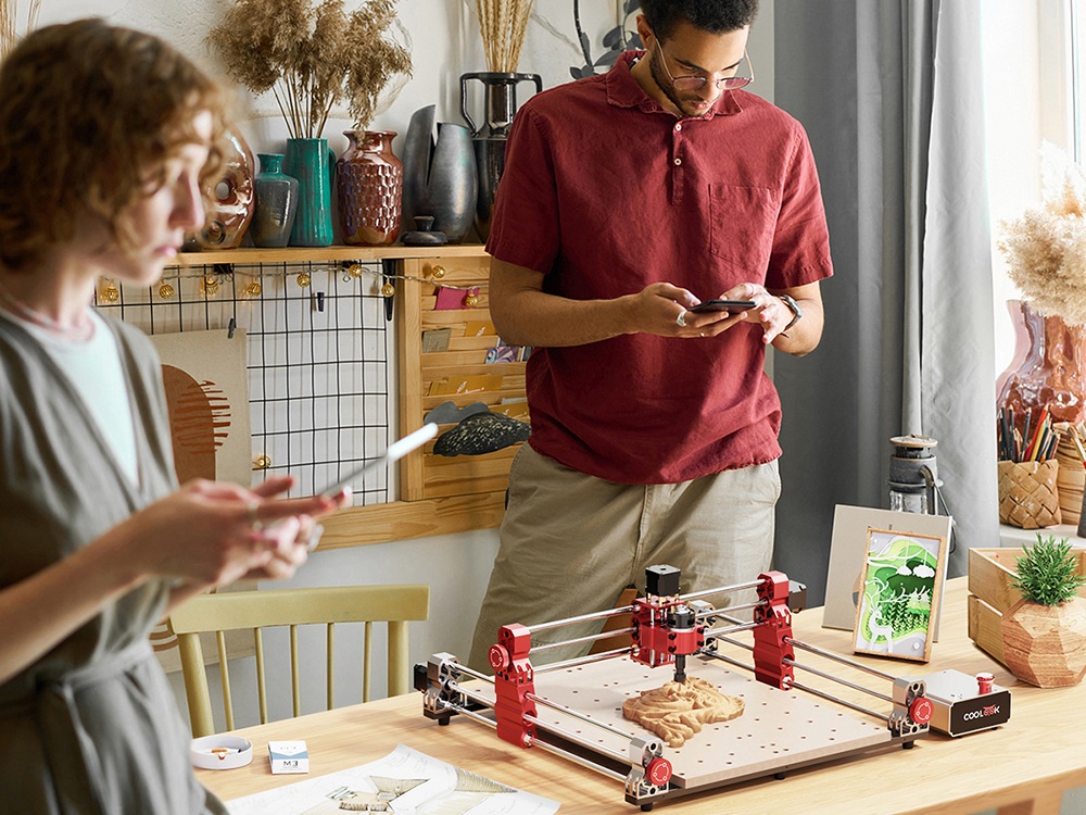 TWO TREES COOLOOK CNC400 CNC Milling & Laser 2-in-1 Machine, 400&times;400&times;50mm Working Area, 8000RPM Spindle, 500mm/min Engraving Speed, 0.05mm Accuracy, XYZ Axis Structure, GRBL Open-Source Control System for MDF, Solid Wood & Carbon Fiber