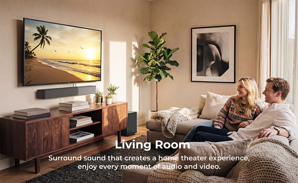 ULTIMEA Poseidon R3T 2.1 csatorn&aacute;s soundbar m&eacute;lynyom&oacute; hangsz&oacute;r&oacute;k&eacute;szlet, 240 W cs&uacute;csteljes&iacute;tm&eacute;ny, vezet&eacute;k n&eacute;lk&uuml;li m&eacute;lynyom&oacute;, VoiceMX p&aacute;rbesz&eacute;dkieg&eacute;sz&iacute;t&eacute;s, alkalmaz&aacute;svez&eacute;rl&eacute;s, 10 s&aacute;vos hangsz&iacute;nszab&aacute;lyz&oacute;, 121 előre be&aacute;ll&iacute;tott EQ be&aacute;ll&iacute;t&aacute;s, HDMI ARC/eARC, Bluetooth 6.0