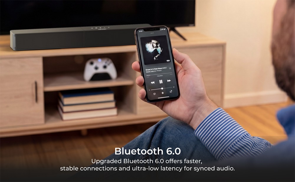 ULTIMEA Poseidon R3T 2.1 csatorn&aacute;s soundbar m&eacute;lynyom&oacute; hangsz&oacute;r&oacute;k&eacute;szlet, 240 W cs&uacute;csteljes&iacute;tm&eacute;ny, vezet&eacute;k n&eacute;lk&uuml;li m&eacute;lynyom&oacute;, VoiceMX p&aacute;rbesz&eacute;dkieg&eacute;sz&iacute;t&eacute;s, alkalmaz&aacute;svez&eacute;rl&eacute;s, 10 s&aacute;vos hangsz&iacute;nszab&aacute;lyz&oacute;, 121 előre be&aacute;ll&iacute;tott EQ be&aacute;ll&iacute;t&aacute;s, HDMI ARC/eARC, Bluetooth 6.0