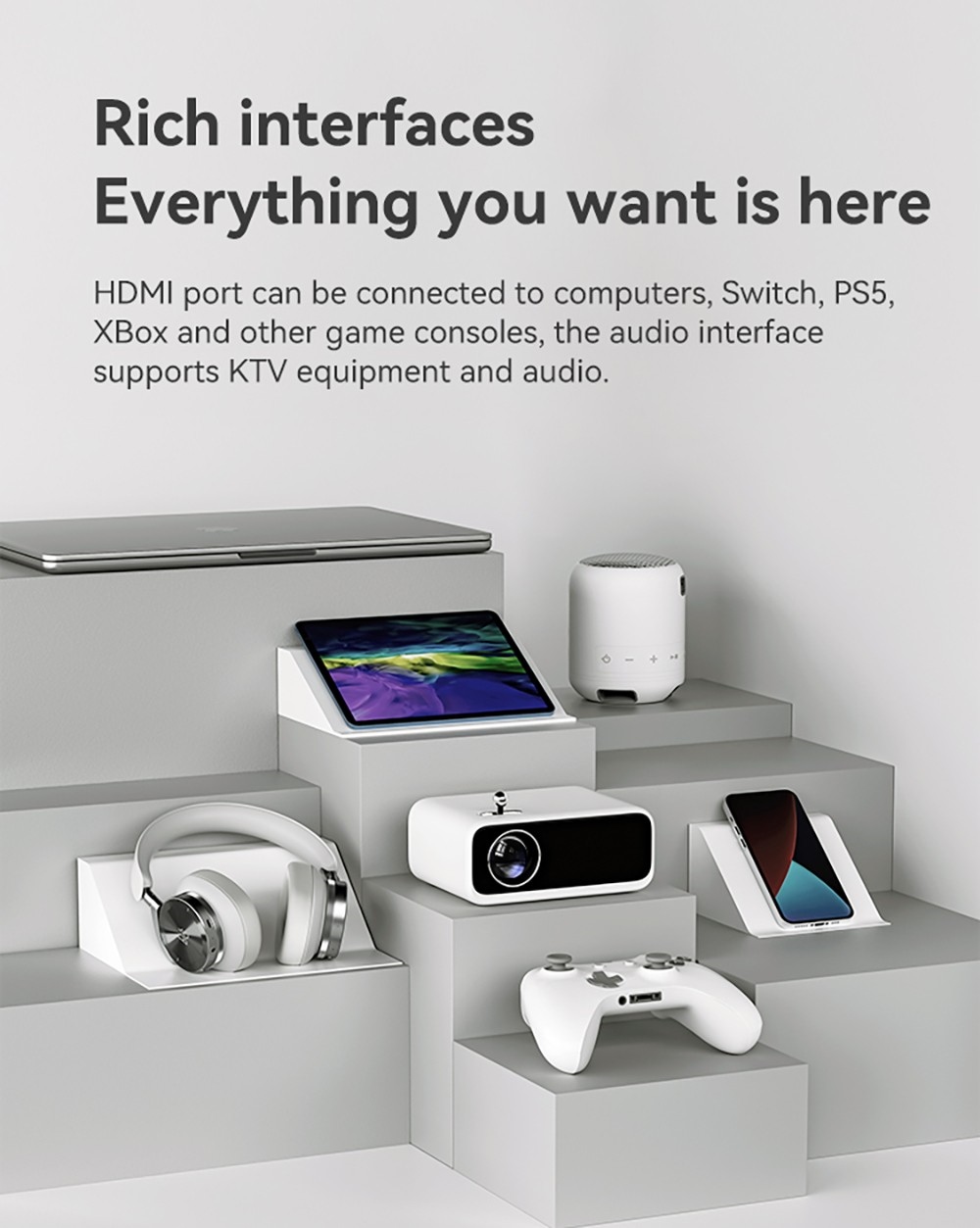 Wanbo Mini Pro LCD Projector, Android 9.0, 250 ANSI, Four-point Keystone Correction