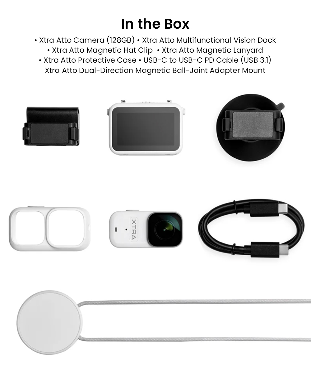 Xtra Atto Wearable POV Action Camera, 4K/60fps, 1/1.3