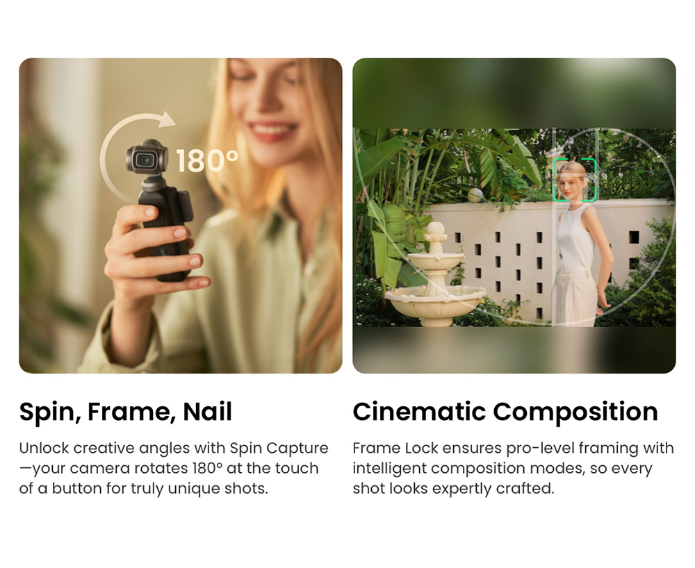 Xtra Muse Pocket Gimbal Camera, 1-inch CMOS Sensor, 3-Axis Mechanical Stabilization, 4K 60FPS Ultra HD Vlogging Camera, AI Subject Tracking, 230&deg; Pan Gimbal, 2-inch Touch Screen, Vertical Video Mode, 161Min Battery, Pocket Creator Camera