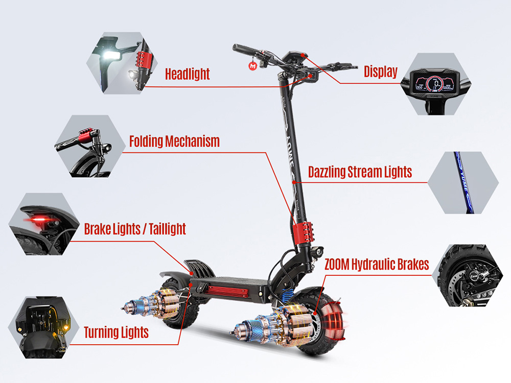 YUME Raptor Electric Scooter, 6000W Dual Motor, 60V 30Ah Battery, 80km/h Speed, 96km Range, 11