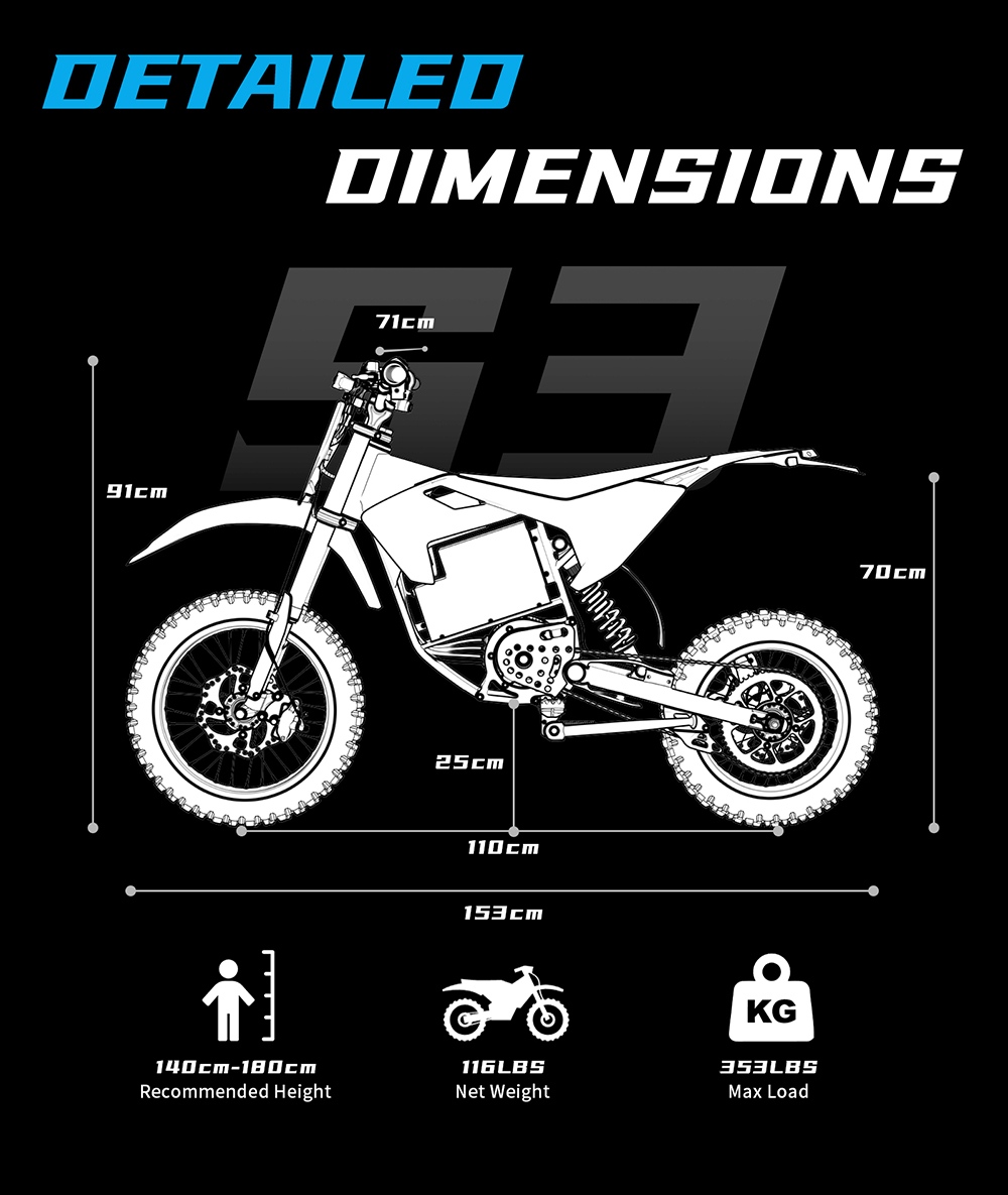 ZAWES S3 Electric Motorcycle, 2000W Mid-Mounted Motor, 5000W Peak Power, 60V 23.4Ah Battery, Up to 70km/h, 70km Range, Full Suspension, Hydraulic Disc Brakes, 160kg Max Load, IPX4 Waterproof