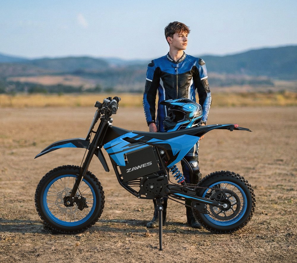 ZAWES S3 Electric Motorcycle, 2000W Mid-Mounted Motor, 5000W Peak Power, 60V 23.4Ah Battery, Up to 70km/h, 70km Range, Full Suspension, Hydraulic Disc Brakes, 160kg Max Load, IPX4 Waterproof