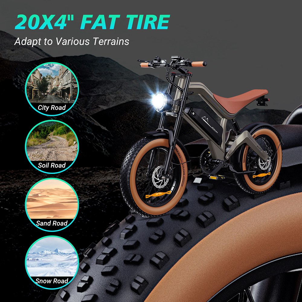 Elektrobicykel ZONVEER M20, 1000W (1500W špičkový) motor, 48V 18.2Ah batéria, max. rýchlosť 55km/h, dojazd 60km PAS, 20