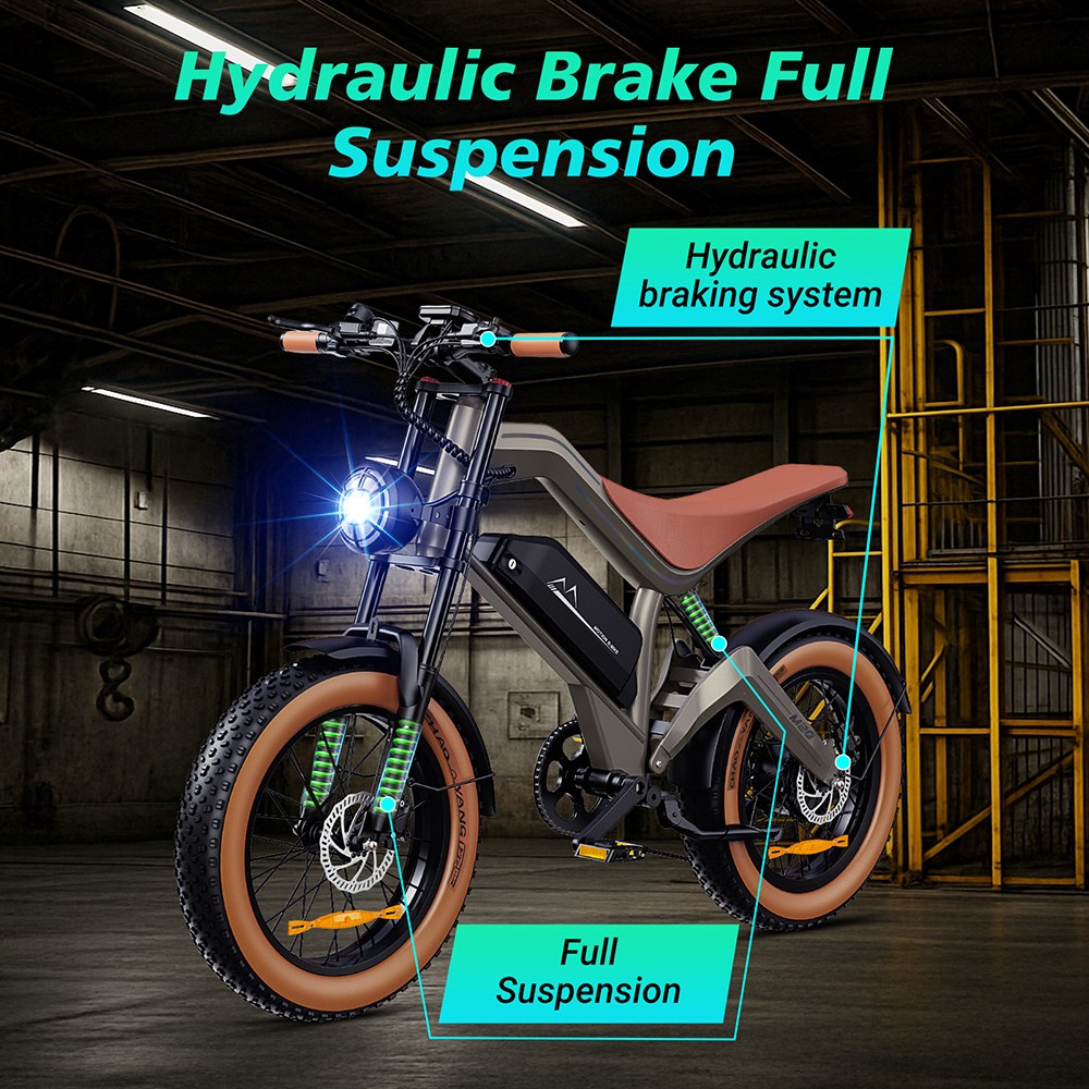 Elektrobicykel ZONVEER M20, 1000W (1500W špičkový) motor, 48V 18.2Ah batéria, max. rýchlosť 55km/h, dojazd 60km PAS, 20