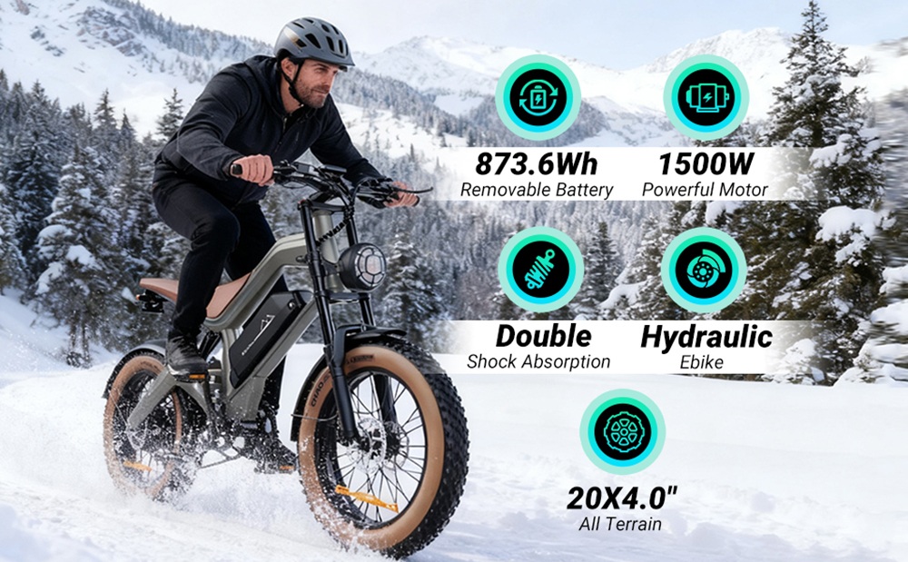 Elektrobicykel ZONVEER M20, 1000W (1500W Peak) motor, 48V 18.2Ah batéria, max. rýchlosť 55km/h, dojazd 60km PAS, 20