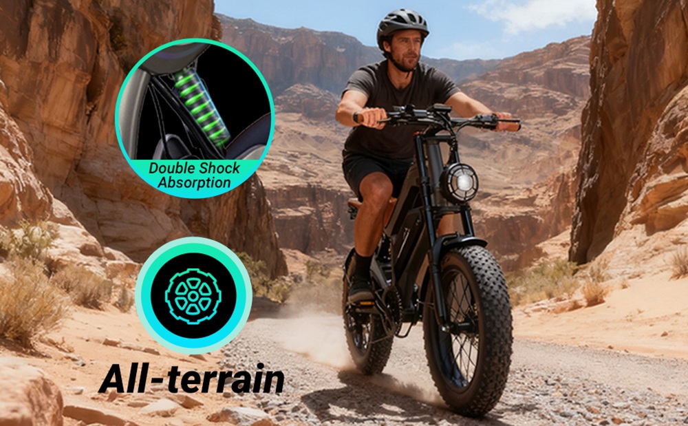 Elektrobicykel ZONVEER M20, 1000W (1500W špičkový) motor, 48V 18.2Ah batéria, max. rýchlosť 55km/h, dojazd 60km PAS, 20