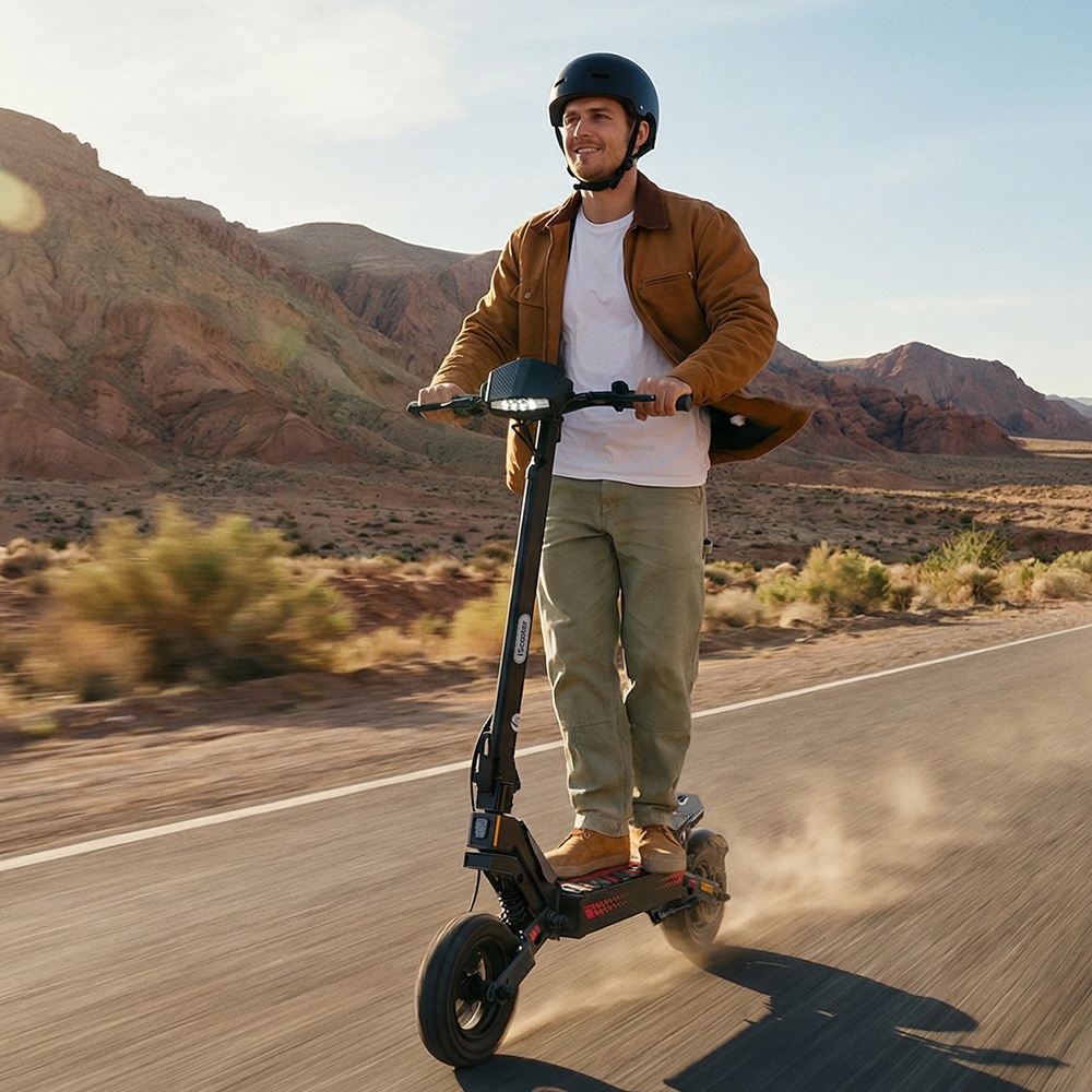 iScooter iF1 Trottinette électrique pliable, moteur 1200W, batterie 48V 10Ah, 45 km/h, autonomie 40–50 km, pneus tout-terrain tubeless 10 pouces, freins à disque avant/arrière + E-ABS, IPX5, application iScooter Club, charge max 150 kg