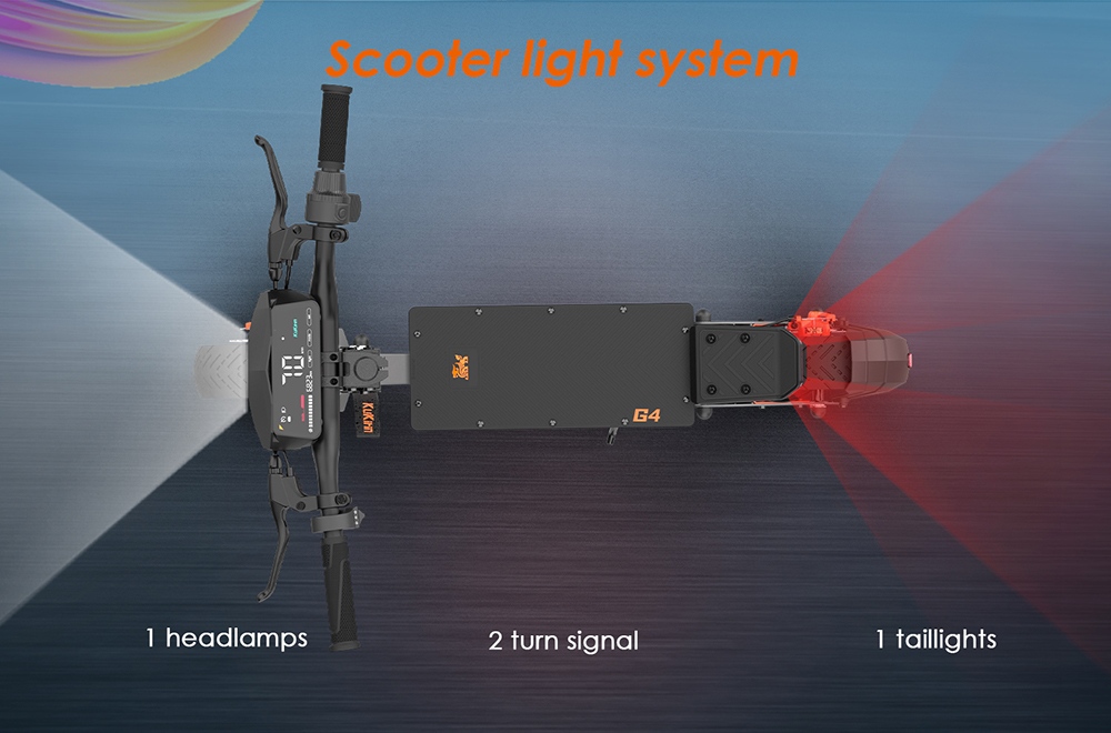 KuKirin G4 Elektroroller, 2000 W Motor, 60 V 20 Ah Akku, 11 Zoll Reifen, 70 km/h Höchstgeschwindigkeit, 75 km Reichweite, Scheibenbremsen vorne und hinten, Vierarm-Stoßdämpfer