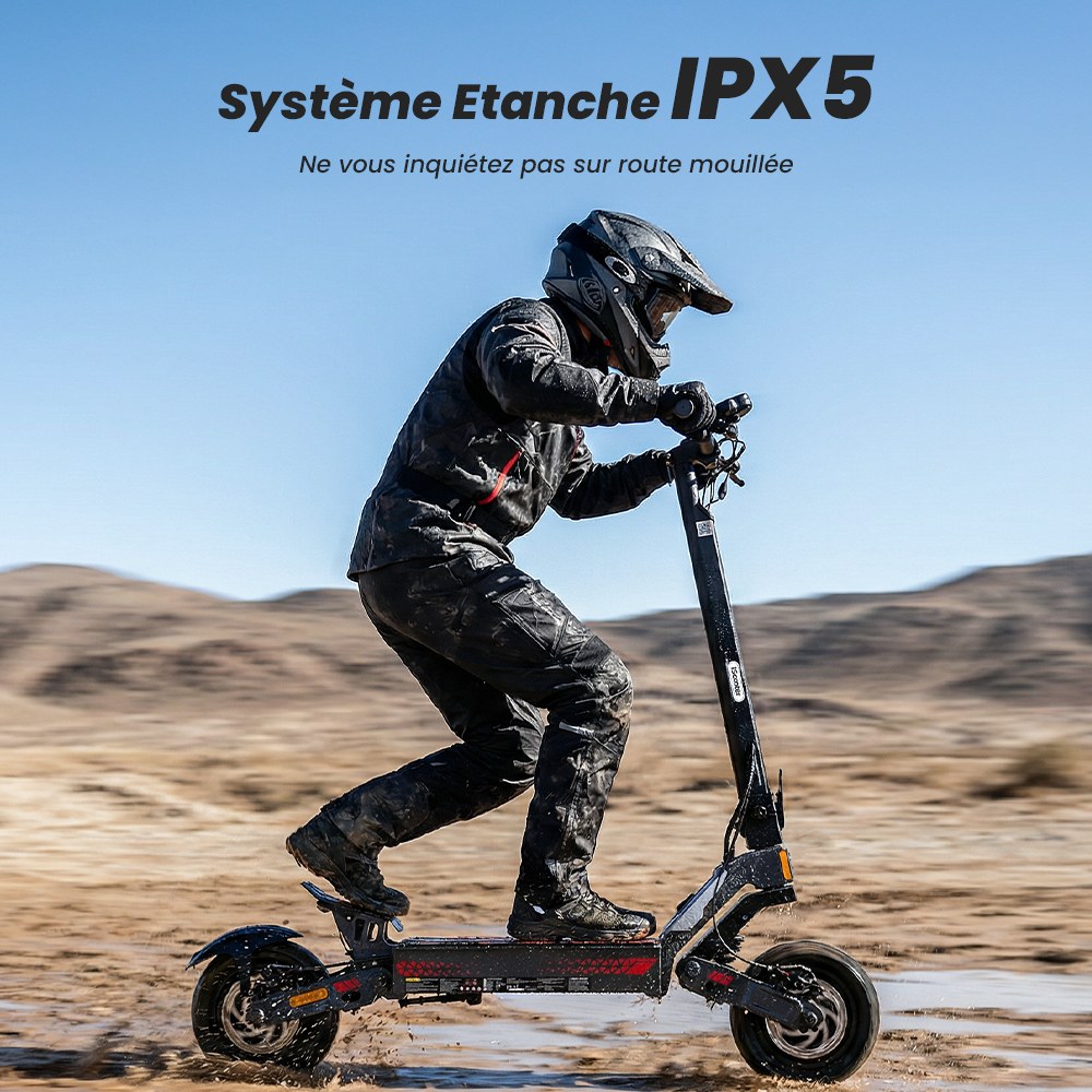 iScooter iF1 Trottinette électrique pliable, moteur 1200W, batterie 48V 10Ah, 45 km/h, autonomie 40–50 km, pneus tout-terrain tubeless 10 pouces, freins à disque avant/arrière + E-ABS, IPX5, application iScooter Club, charge max 150 kg